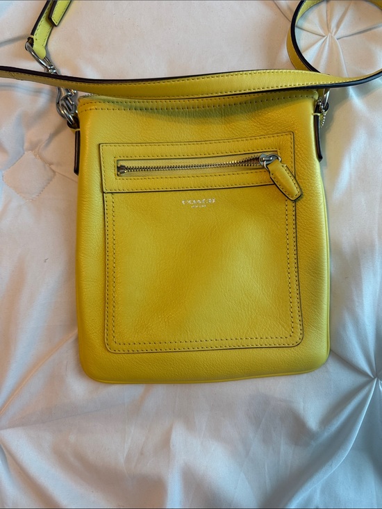 Coach Handbags - Coach Yellow Pebbled Leather Crossbody